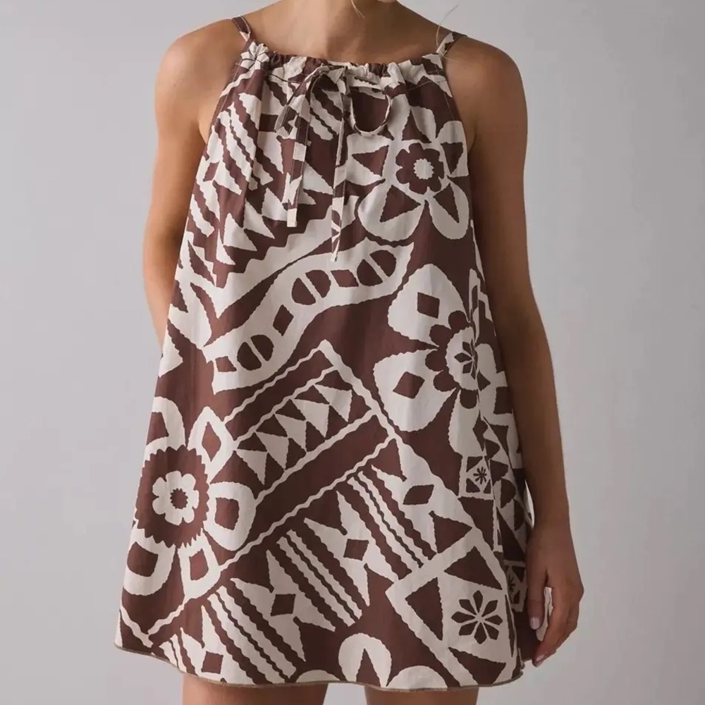 NWT UO - XXS-S BDG Eva Tie-Front Ruched String Trapeze Mini Dress
